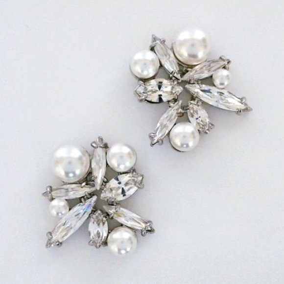 Statement Stud Earrings, Wedding, Crystal & Pearl - Picture 1 of 1